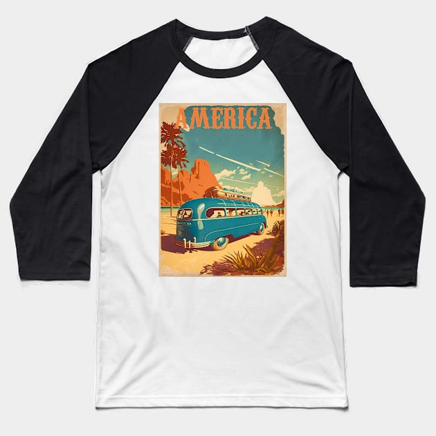 America Desert Vintage Travel Art Poster Baseball T-Shirt by OldTravelArt